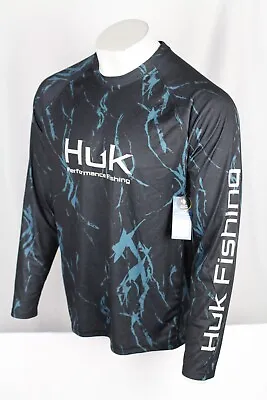 Huk Fishing Men's Pursuit Long Sleeve Top Kelp Wash Heather H1200571 • $31.44