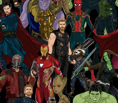 $2.50 • Buy 6  Remnant Marvel Avengers Infinity War  Fabric  Comic Superhero Quilting Scrap
