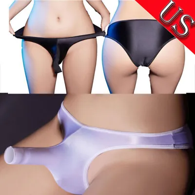 US Men Sissy Glossy See Through Bulge Pouch Panties Low Rise Briefs Underwear • $8.36