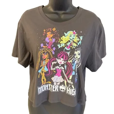 Monster High T-shirt Size XL Cropped Black Graphic Short Sleeve • $12.74