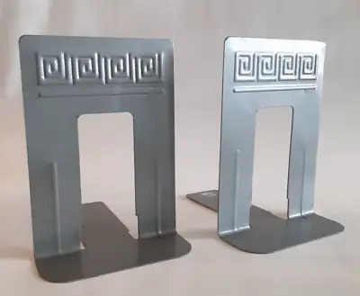 Vintage - Gray Industrial Metal Bookends 8.25   - Mid Century Retro Decor • $19.99