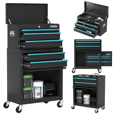 24.5  5-Drawer 2 In 1 Rolling Tool Chest Detachable Storage Cabinet With Wheels • $229.99