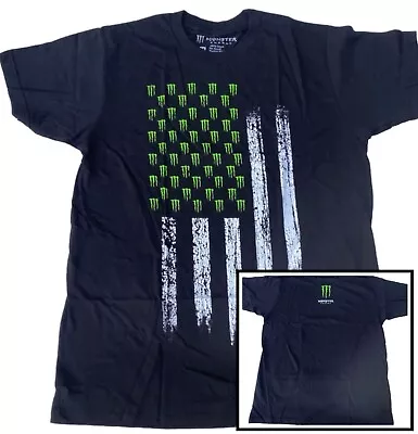 **new** Monster Energy Usa Flag T Shirt Size Medium Black 100% Cotton Pre-shrunk • $24.99