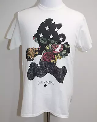 RARE NWT Super Mario Nintendo Vintage 2016 Tee White T Shirt Star Floral Print M • $17.50