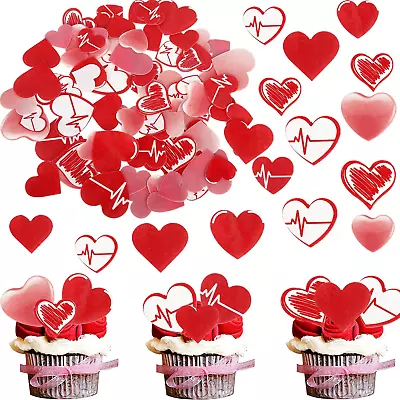 80 PCS Edible Valentine'S Day Heart Cupcake Toppers Red Edible Valentine'S Day C • $25.66