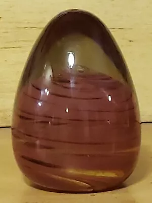 Rare Beautiful Mdina Glass Egg Swirl Paperweight Signed Burgundy  • $49.99