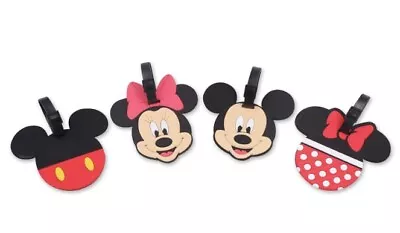 Disney Minnie And Mickey Mouse Red And Black Luggage Tag Set 4 Pieces • $10