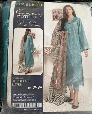 Pakistani Limelight Summer Unstitched Salwar Kameez Suit Tourqouise Colour • £24.50