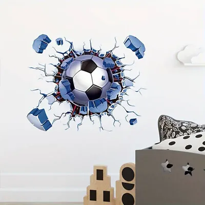 Removable Football Soccer Ball Sticker Sports Cool Kids Decal Bedroom Wall Art • £3.95