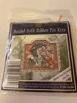 Mill Hill Beaded Sylk Ribbon Pin Kit 1994 Terra-Teal Garden NEW 23h X 25w • $10