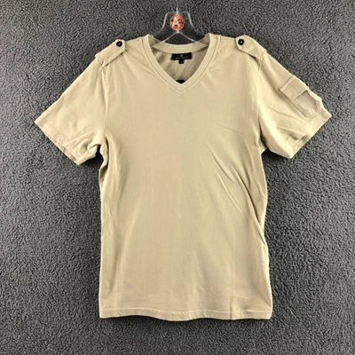 £9.99 • Buy BNWT Mens UrbanSpirit Size Small Stone Epaulette Short Sleeve V Neck T Shirt