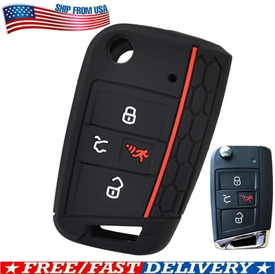 $8.99 • Buy Silicone Remote Key Case Shell Cover For VW Polo Tiguan Atlas Golf GTI Sport