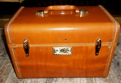 Vtg Samsonite Streamline Faux Leather Brown Train Case Suitcase With Tray No Key • $48.95