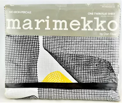 ☑️MARIMEKKO By DAN RIVER Twin Percale Bed Flat Sheet SINE 1987 USA Vintage Rare • $54.61