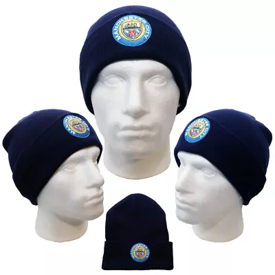 £11.99 • Buy Manchester City Navy Knitted Bronx Hat Embroidered Crest Fan Original Gift Idea