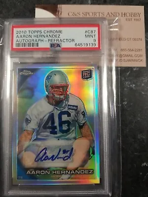 2010 Topps Chrome Refractor Auto Refractor Aaron Hernandez 35/50 C87 PSA 9 9139 • $249.99