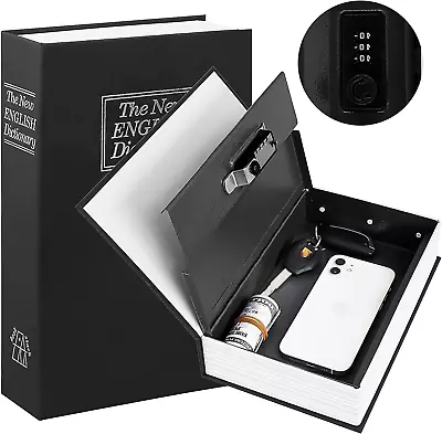 Safe Lock Box Book Vault Metal Fire Proof Secret Money Hidden Gun Cash With Key • $18.94