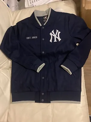 NY Varsity Jacket Grey/navy New York Yankees Letterman Varsity Bomber Jacket • £80