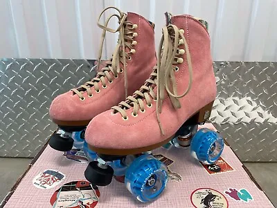 Moxi Lolly Roller Skates Strawberry Pink Sz 7 Fits Women 8-8.5 Vintage Worn 2x • $399