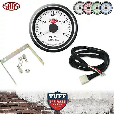 SAAS Fuel Level Gauge White Face Dial Electric 52mm Multi Colour + Fitting Kit • $89.95