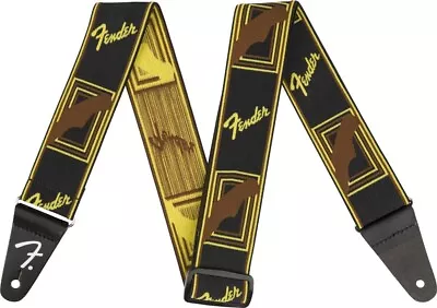 NEW Fender WeighLess Monogram Guitar Strap BLACK/YELLOW/BROWN #099-0686-006 • $20.59