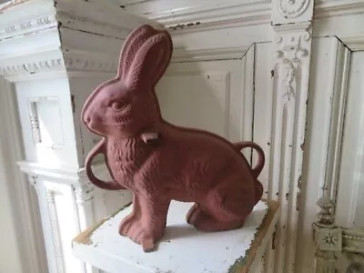 Old Vintage PINK Half BUNNY RABBIT CHOCOLATE CANDY MOLD FRONT Hang Or Sit • $75