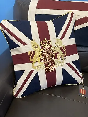 Royal Crest Vintage Union Jack Cushion By Woven Magic ( Vintage White18x18) • £29.95