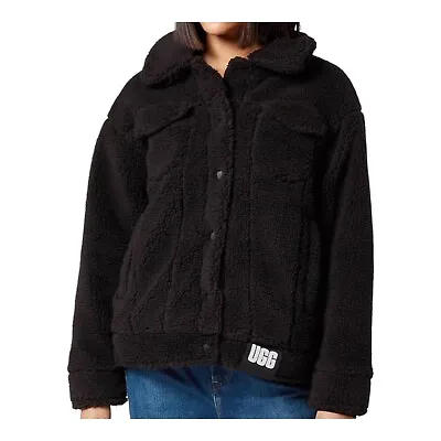 Ugg Frankie Sherpa Trucker Black Jacket Women's Size L Large • $99