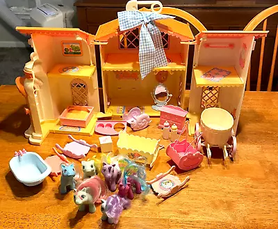 VINTAGE MY LITTLE PONY NURSERY W ACCESSORIES AND BABY PONYE BOWS  MLP G1 1980s • $149.99