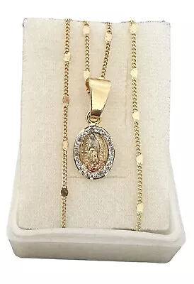 Our Lady Of Guadalupe Small Medal Necklace 18K Gold Plated/Oro Laminado. • $11.94