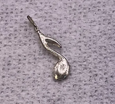 Vintage Sterling Silver Petite Music Note Necklace Pendant Charm • $4