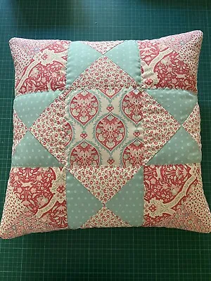 Handmade Quilted Patchwork Cushion Cover In Tilda Fabric With Back Zip Opening. • £18