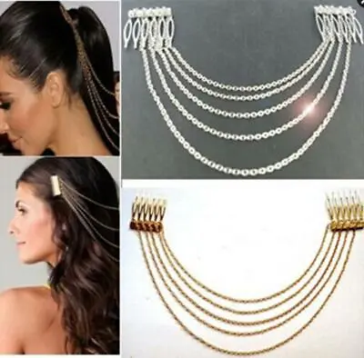 £1.67 • Buy Gold Chain Headband Women Fashion Multi-layer Head Piece Hair Band BOHO Jewelry