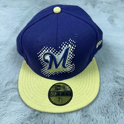 Milwaukee Brewers Hat 7 3/4 Blue Yellow Fitted Genuine Collection New Era • $24.99