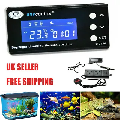 New Digital Reptile Thermostat Day & Night Dimming+Timer Aquarium Heat Tool UK • £33.59