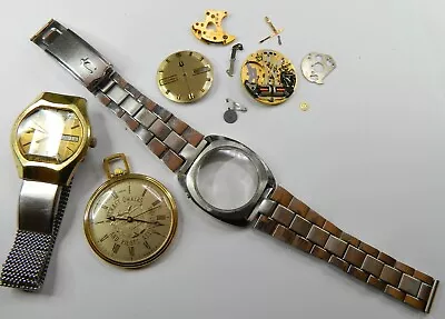 Vintage Bulova Accutron 218 Pocket Watch Ss Band Watch Movement Lot - Parts • $59