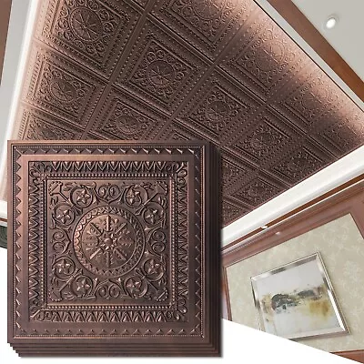 Art3d 2x2 Ft. Drop Ceiling Tiles Glue Up Ceiling Tiles In Antique Copper • $89.99