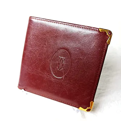 CARTIER Must  Wallet Purse Leather  Bordeaux Authentic / From JAPAN • $68