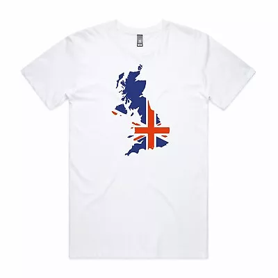 England Map Flag Printed T Shirt Retro Unisex Adult T Shirt Patriotic Flag Tee • £11.49