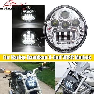 For Harley V-Rod Street Rod Plug-In Projector Lamp Hi/Lo LED Head Light Chrome • $98.95