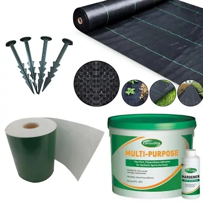 Artificial Grass Fixing Adhesive Seam Joining Tape Weed Control Fabric Pegs • £129.95