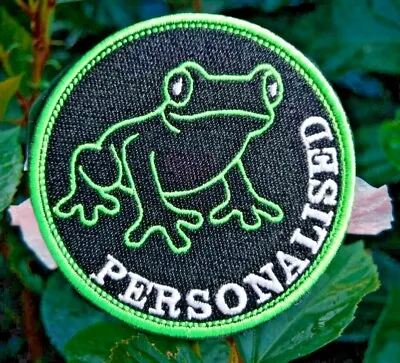 PERSONALISED Frog Sew On  Hook And Loop Logo Badge Embroidered Patch • £6