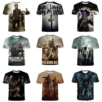 The Walking Dead 3D T-Shirts Cosplay Zombie Short Sleeves Sport Fitness Tops Tee • £10.80