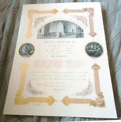 Antique C 1900 Danish Lutheran Marriage Certificate Seattle WA 15 3/4  X 11 3/4  • $12.99