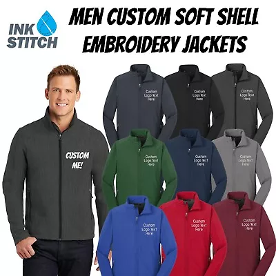 Ink Stitch Design Your Own Custom Logo Texts Stitching Men Soft Shell Jackets • $46.99