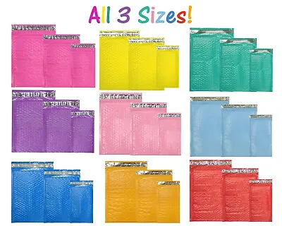 All 3 Sizes! Assorted 8.5x12 6x9 & 4x8 Colored Poly Bubble Padded Mailers NEW! • $8.95