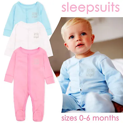 £5.99 • Buy Babies Sleepsuits Playsuits Baby Girls Boys Little Angel Babysuit 0-3 3-6 Months