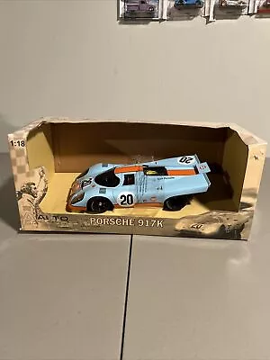 AutoArt Porsche 917K Steve McQueen LeMans Gulf Race 1:18 Scale Diecast Car • $88