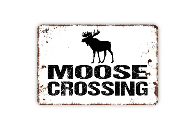 $19.99 • Buy Moose Crossing Metal Plaque Sign For Cabin Lodge