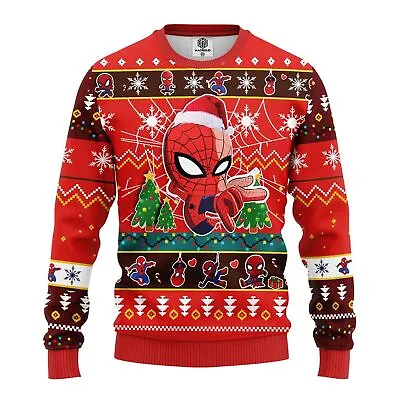 $44.58 • Buy Spiderman Chibi Santa Love Superhero Movie Christmas 3D SWEATER Halloween Gift